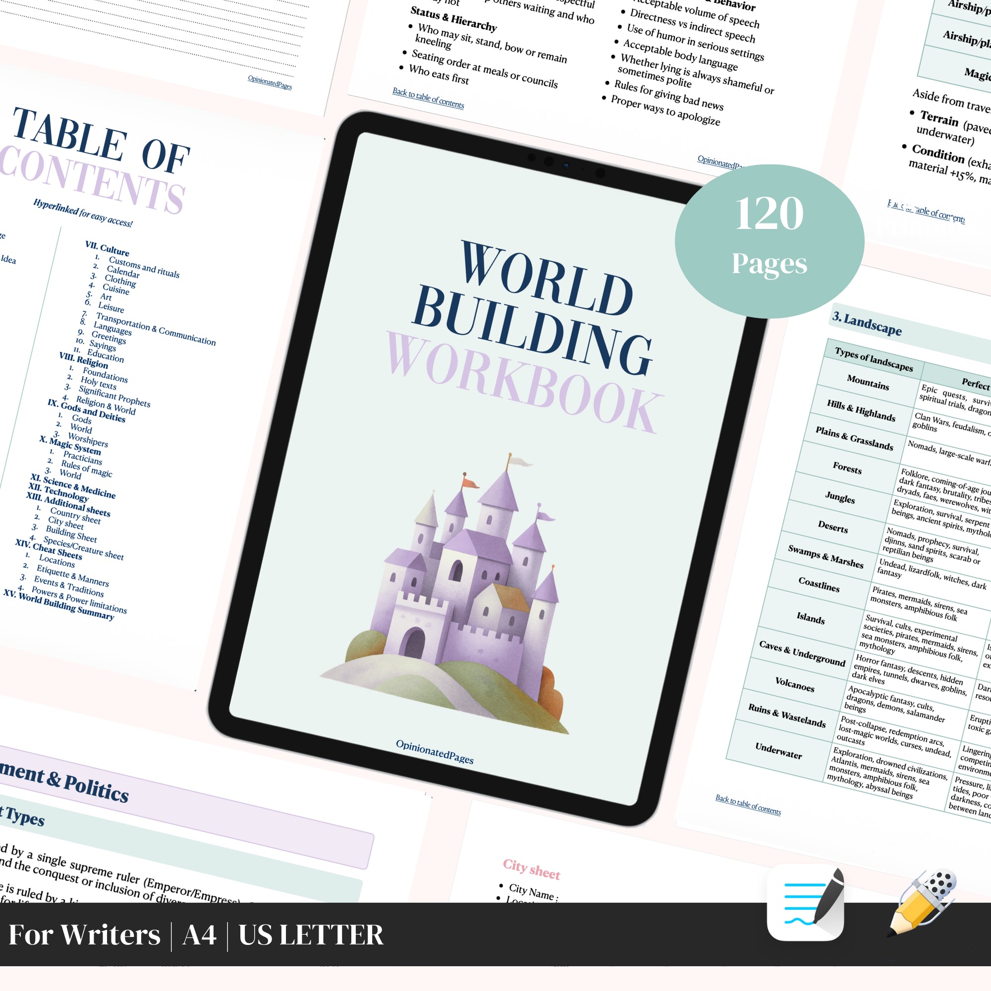 Fantasy WorldBuilding Workbook (120 Pages)