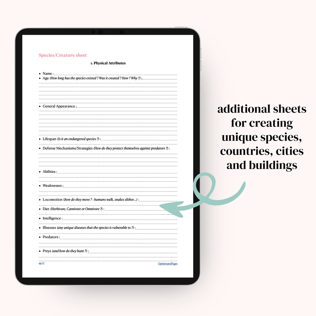 Character Sheet & Worldbuilding Workbook Bundle