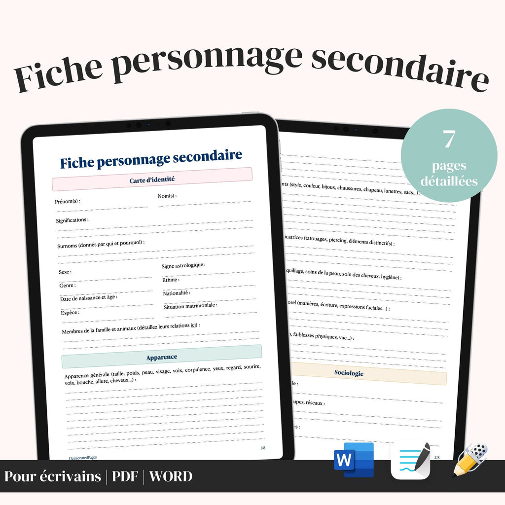 Fiche Personnage Secondaire