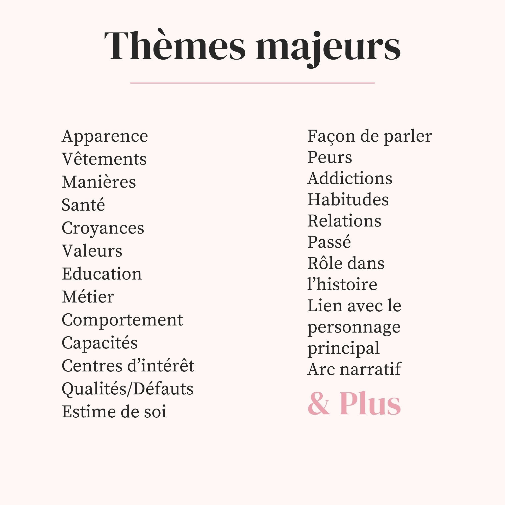 Fiche Personnage Secondaire