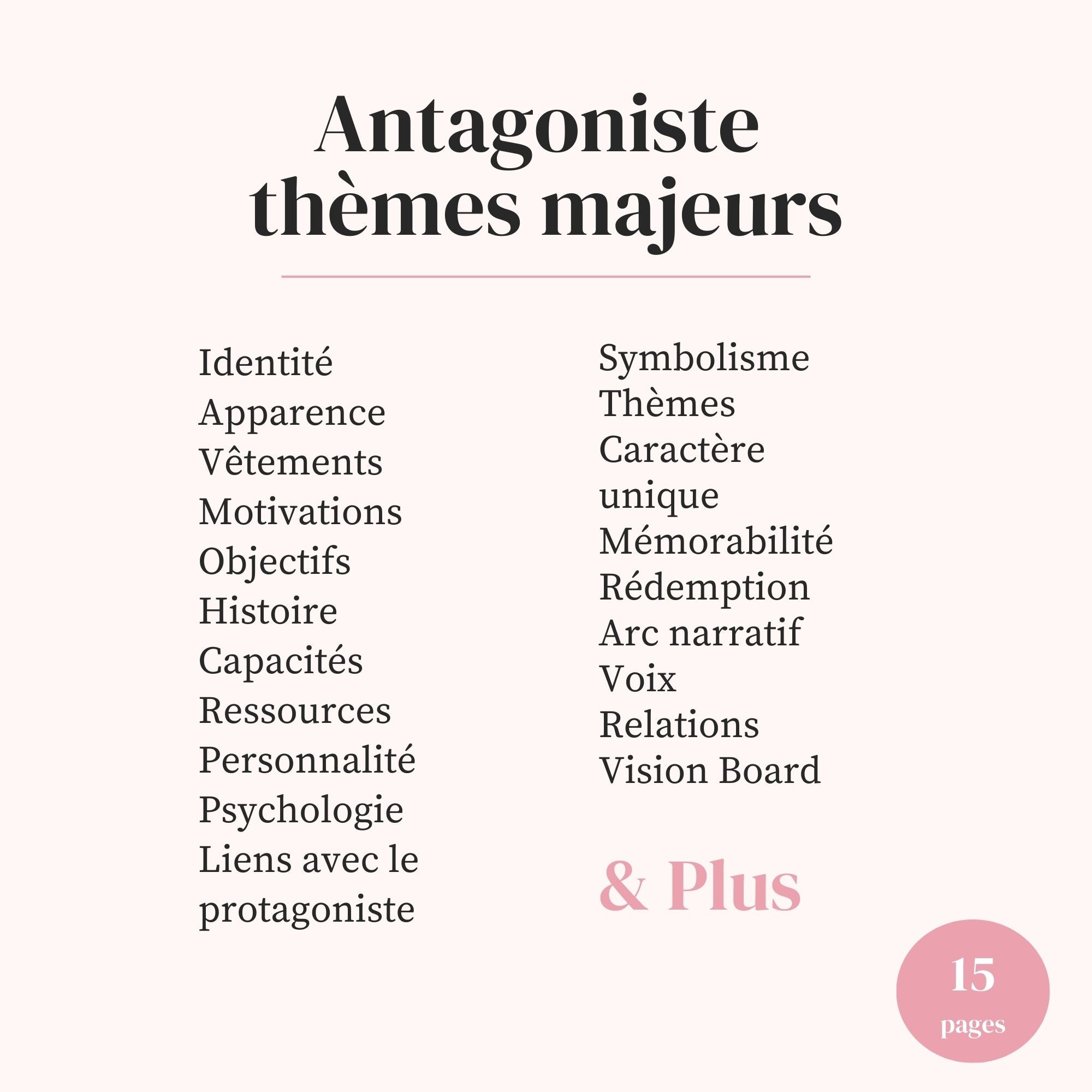 Lot Fiches Personnages