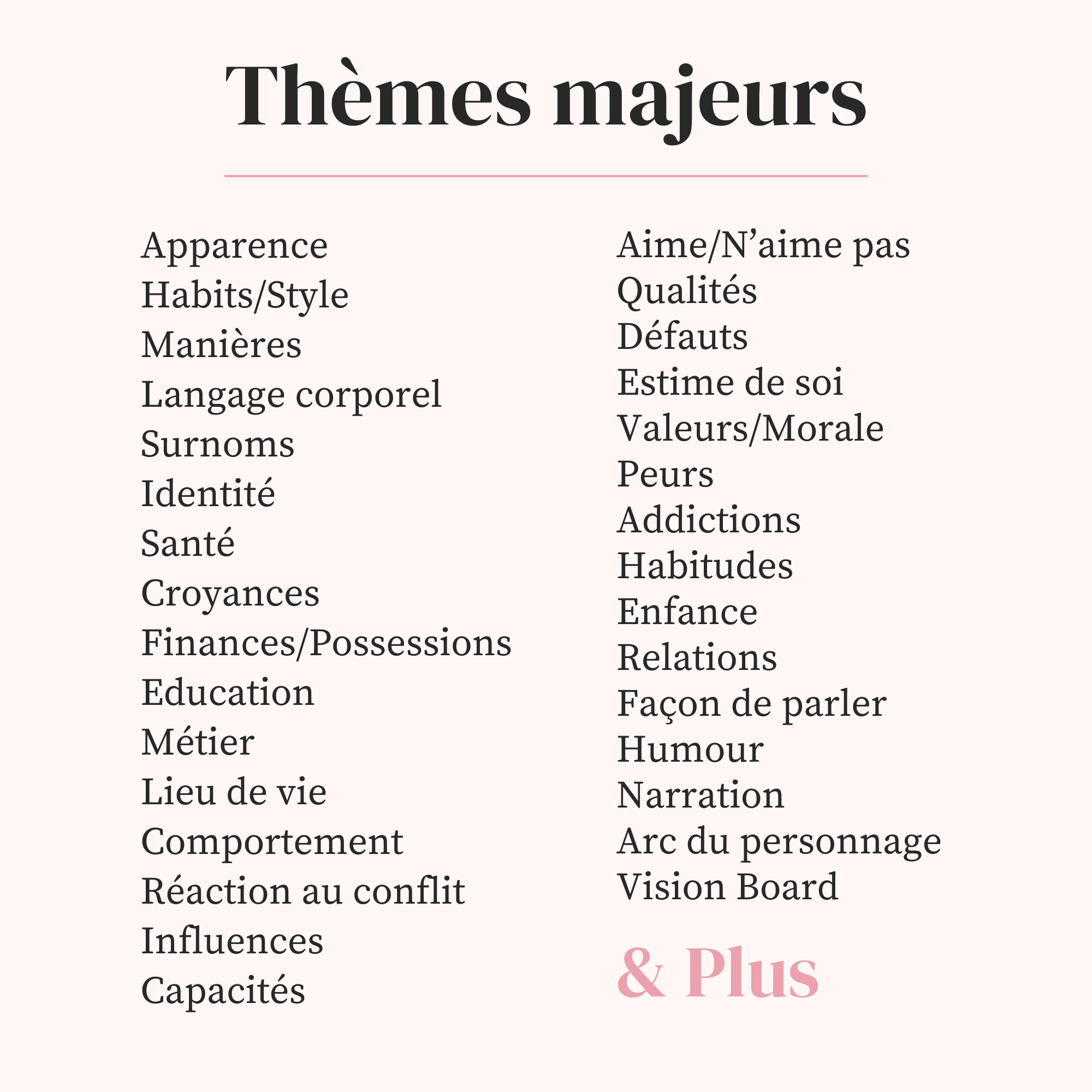 Fiche Personnage Principal