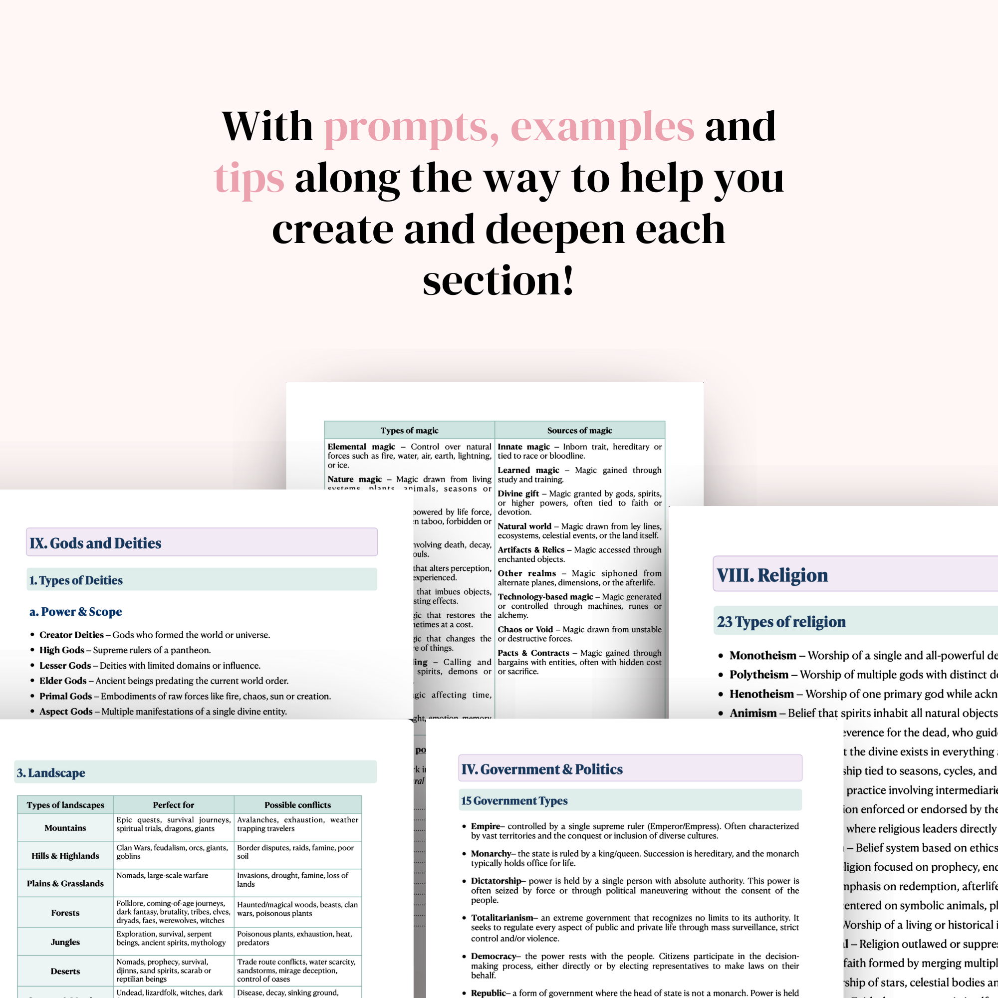 Character Sheet & Worldbuilding Workbook Bundle