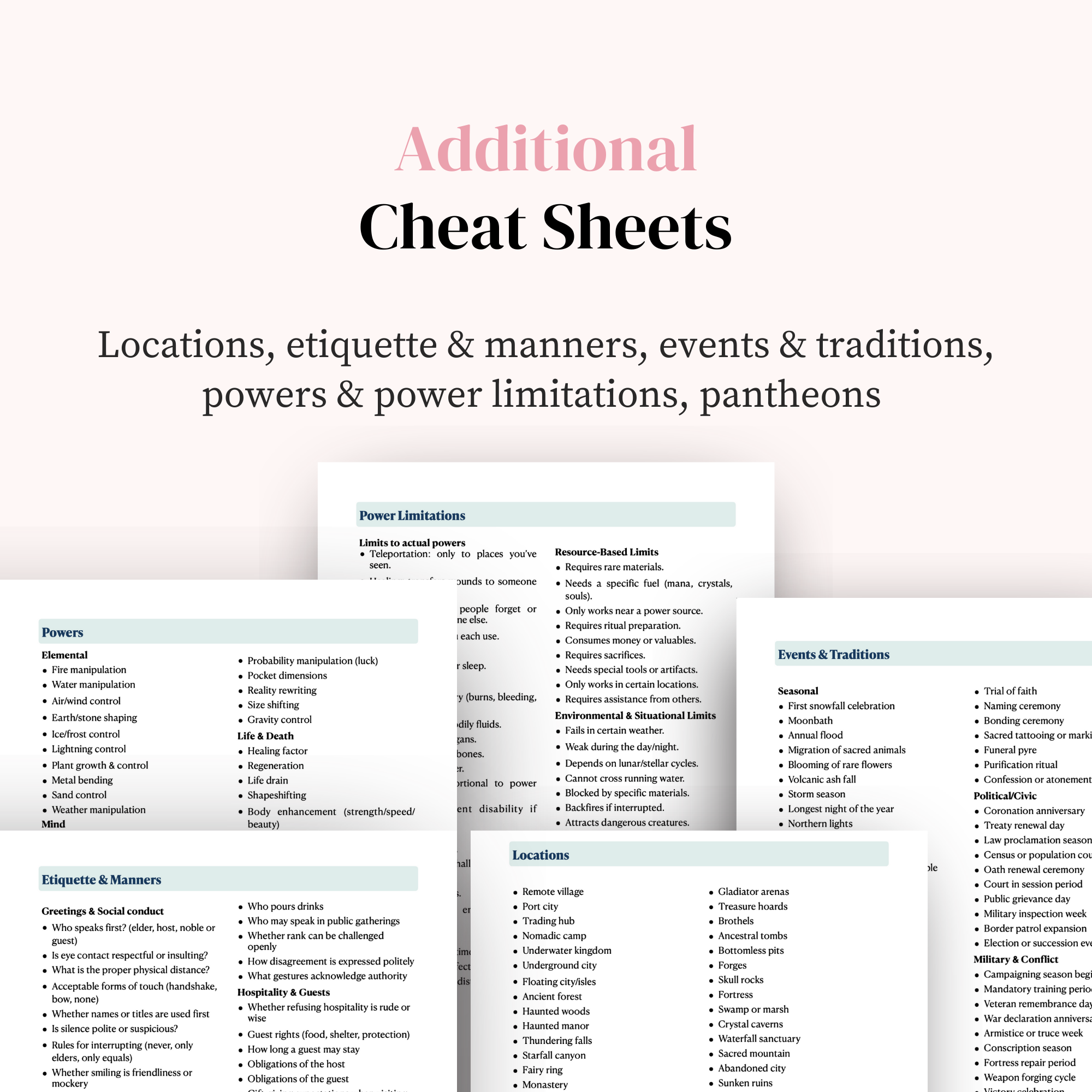 Character Sheet & Worldbuilding Workbook Bundle