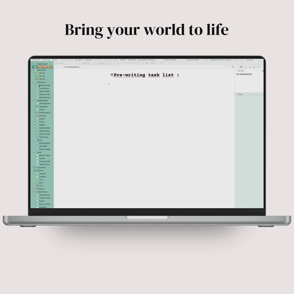 Scrivener Worldbuilding Template