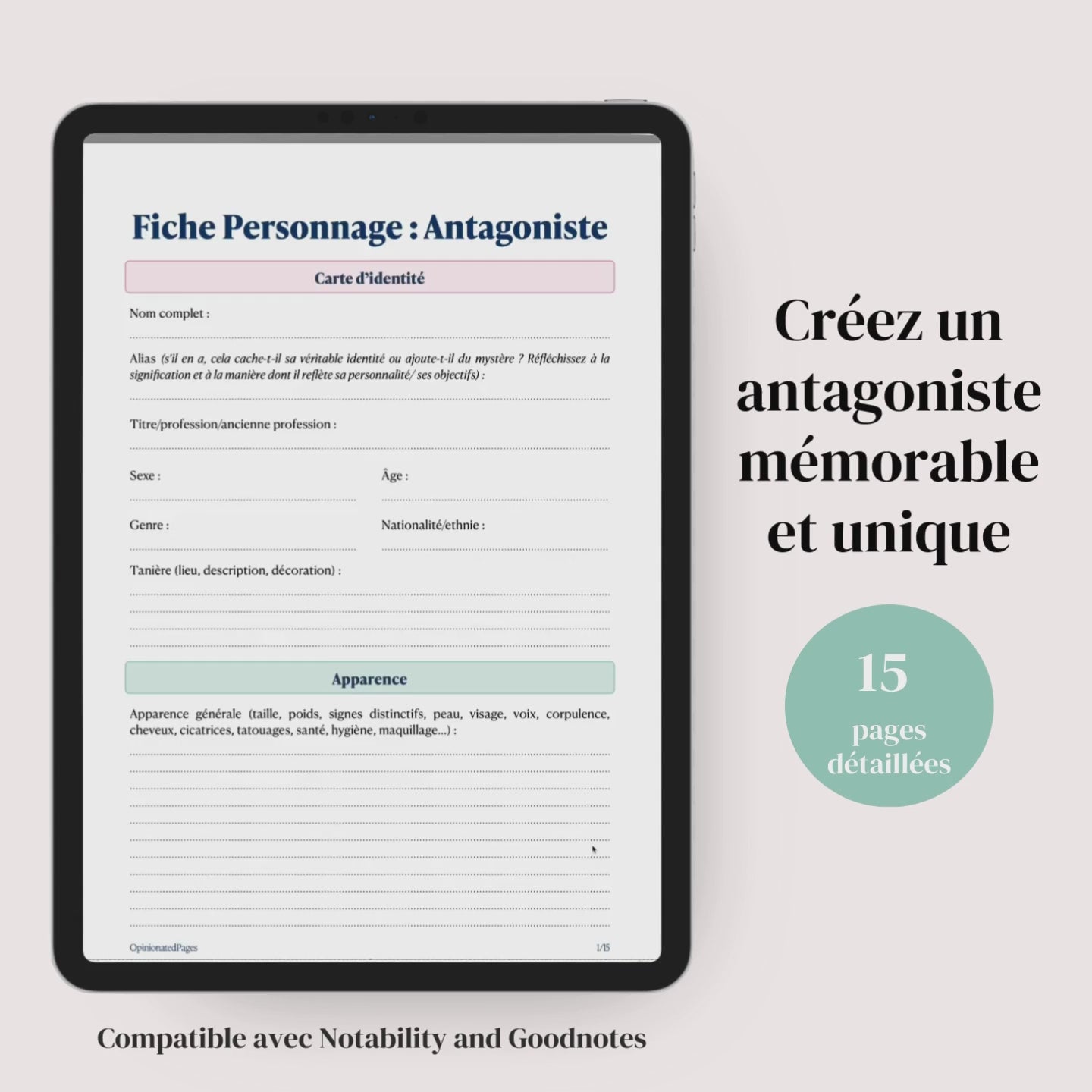 Fiche Personnage Antagoniste