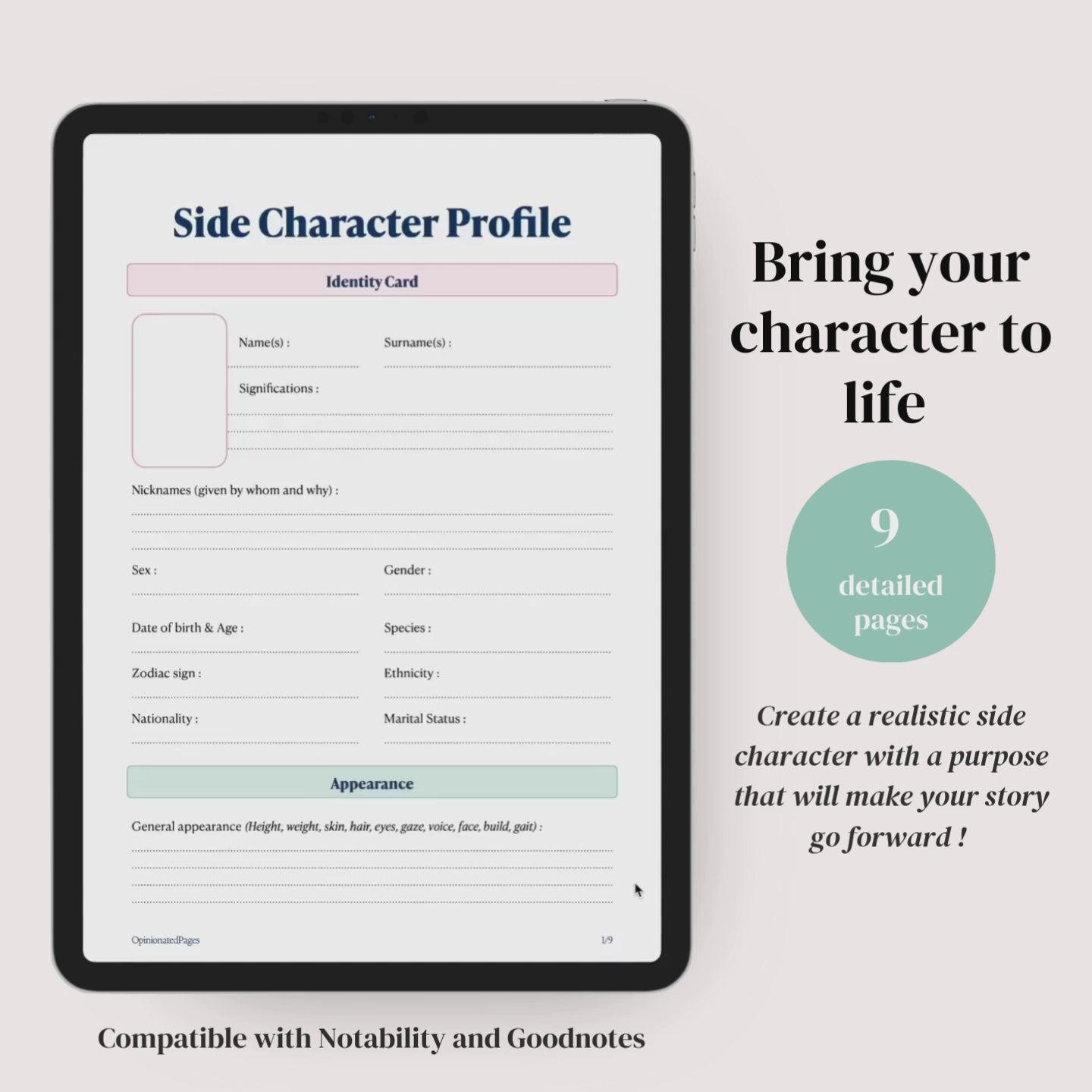 Side Character Profile Sheet