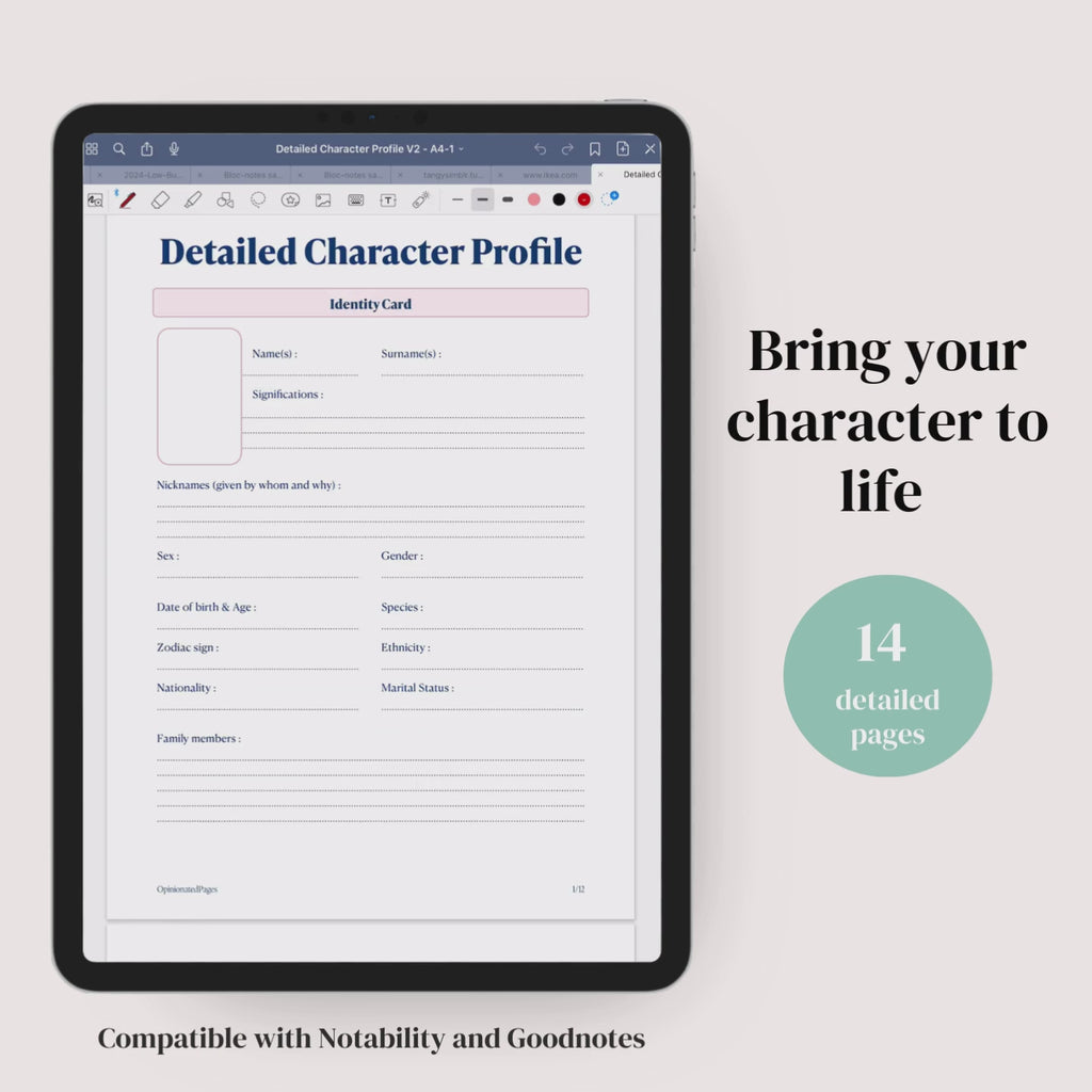 Main Character Profile Sheet