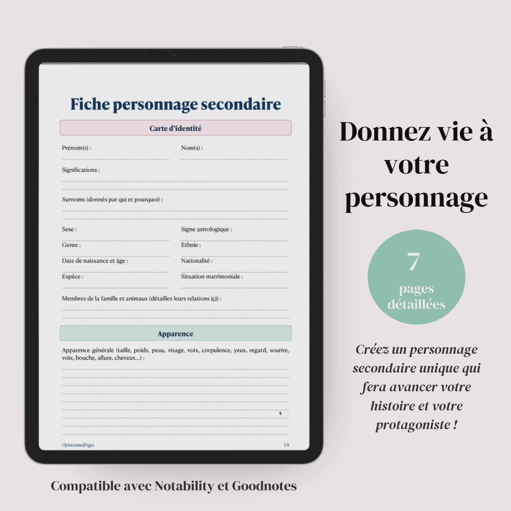 Fiche Personnage Secondaire