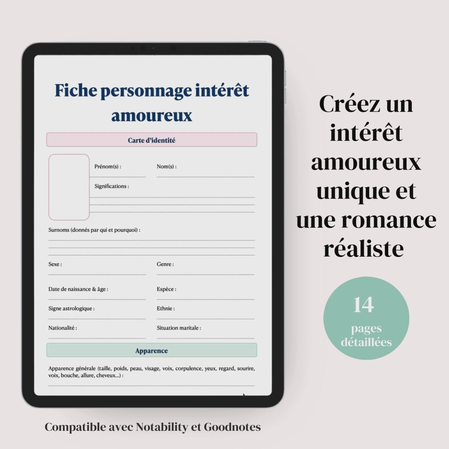 Fiche Personnage Amoureux